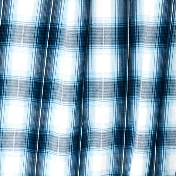 Skully Western Snap Shirt Men's 2XL 50 Chest Blue Plaid Roll Tab Sleeves - Picture 5 of 6